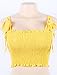 KAMISSY Women's Frill Smocked Cop Tank Top Tie Shoulder Strap Vest,Yellow, Small