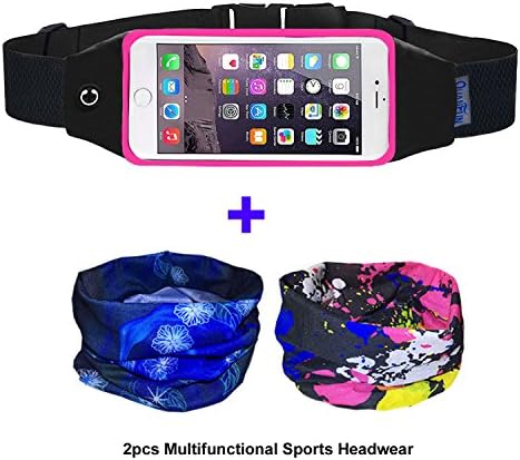 Sports Running Belt Waist Pack for iPhone 7 Plus 6/6s Plus QUANFUN Fanny Fitness Belts Workout Exercise Hiking Jogging Bag Pouch Headwear Scarf for Galaxy S8 Plus/S7/S6 Edge+, Fits 4.7" to 6.2" Phones