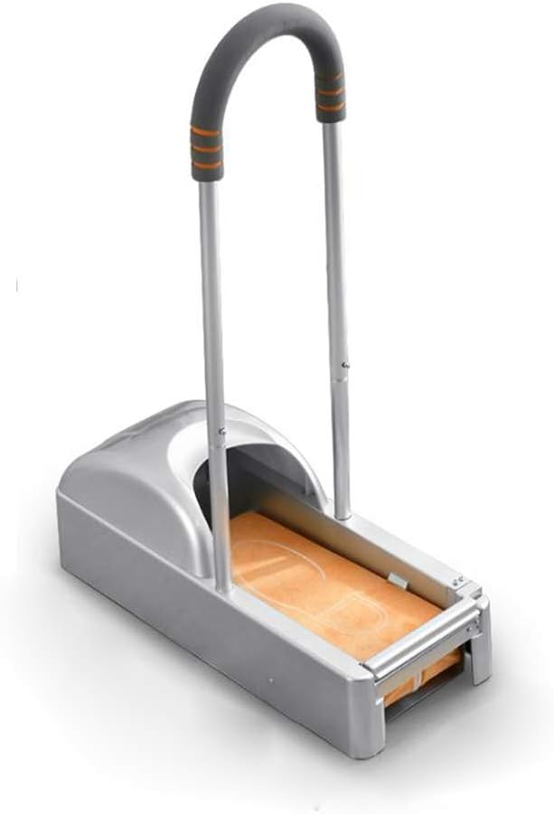LXLTL Automatic Shoe Cover Dispenser No Bending Required Easy Use without Electricity Carpet Protector Dispenser Machine with Shoe Film,Silver,D