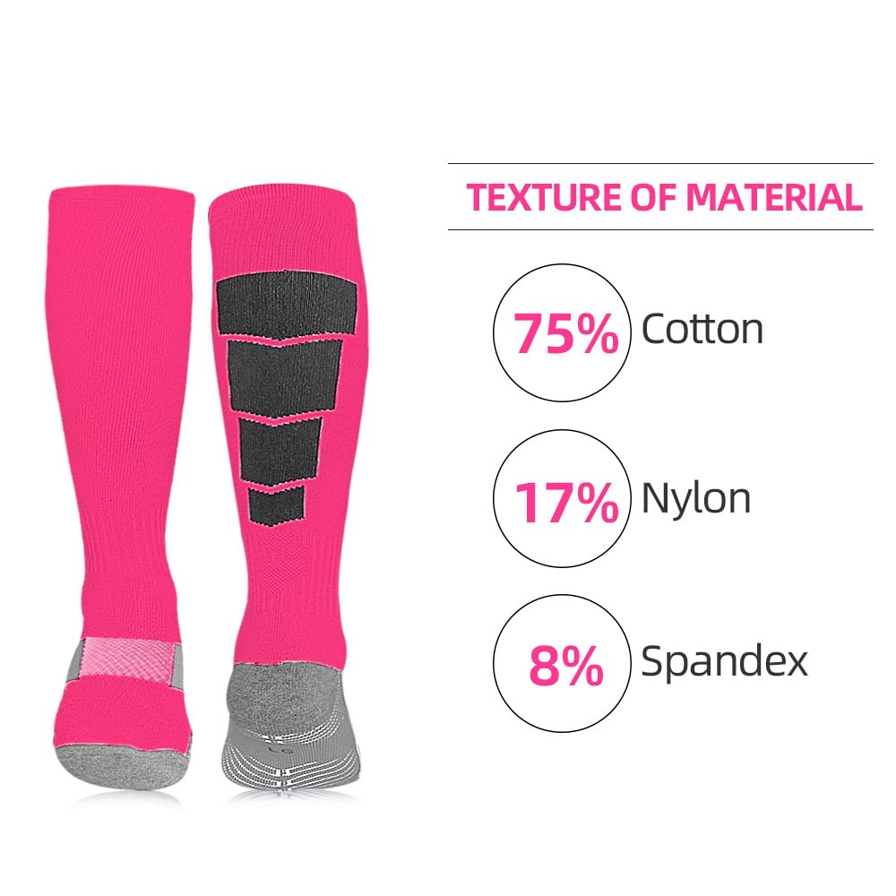 ZEPOHCK Kids Athletic Soccer Socks, 2 Pairs Knee High Socks for Youth Boys Girls for Shoe Size 3-6.5 / Ages 6-12