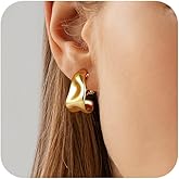 Gold Clip on Earrings for Women Hypoallergenic - 14K Gold Plated Chunky Statement Dangle Earrings Fake Non Pierced Ears Jewelry Trendy Gold