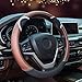 Alusbell Cute Carbon Fiber Steering Wheel Cover Synthetic Leather Auto Car Steering Wheel Cover for Women Universal Fit 15 Inch (Brown)