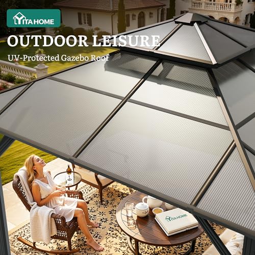 YITAHOME 10x10 Polycarbonate Hardtop Gazebo with Double Roof and Mesh Sidewalls image 27