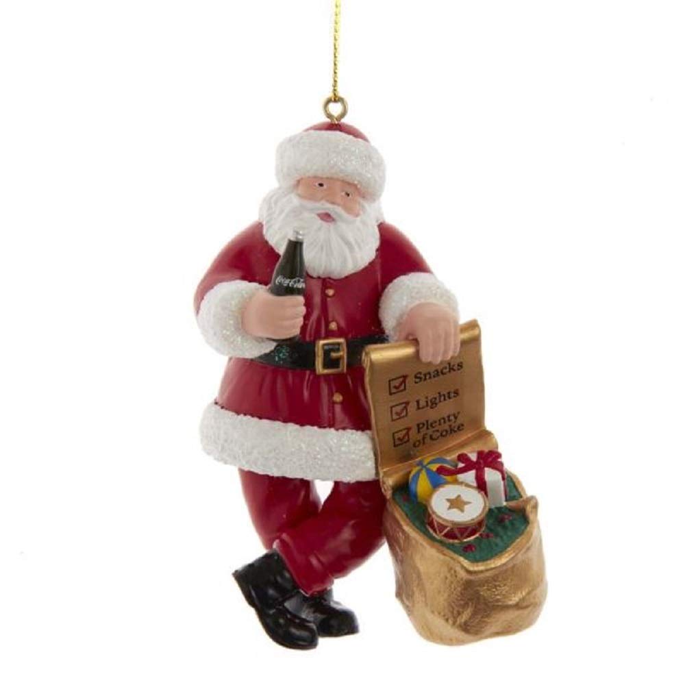 Kurt Adler CC1201 Coca-Cola Santa Hanging Ornament, 4-inch Height, Plastic