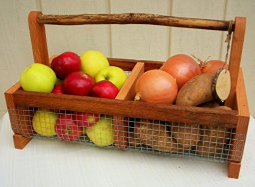 Garden Harvest Hod Kitchen Storage Bin Wire Basket Wood Basket Vegetable Storage Bin Medium