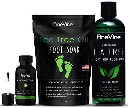 Toenail Fungus Treatment Kit, Made in USA, Includes Tea Tree Body Wash, Tea Tree Oil Foot Soak and Tea Tree Oil for Toenail Fungus, Helps Get Rid of Odor, Fungus and Athlete’s Foot for Clean and Fresh