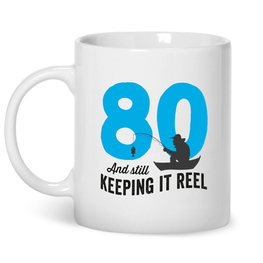 80th Birthday Fishing Angling Mug Gift 10oz