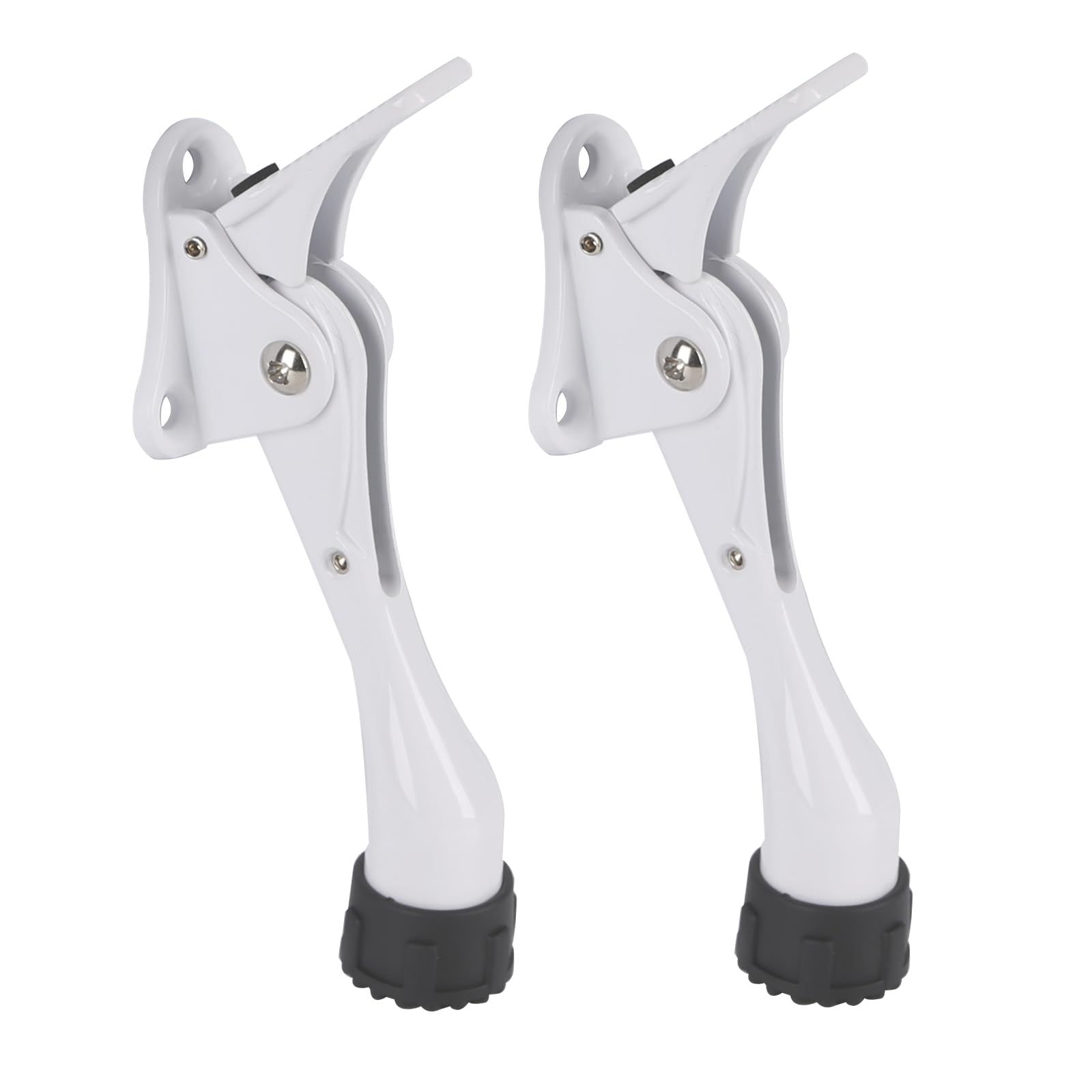 Photo 1 of Kickdown Door Stopper 4 Inches - 2 Packs One Touch Adjustable Height Door Stop for The Bottom of Door The Bottom of Door Aluminum Alloy Metal Door Stopper with Rubber Tip White