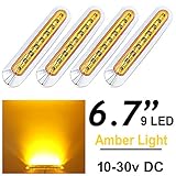 LEDVILLAGE 4pcs Submersible Multi-Voltage 10v - 30v DC Amber LED Amber Lens Sealed Light Universal Side Marker Light Trailer Truck with 9 LEDs + Chrome Rings