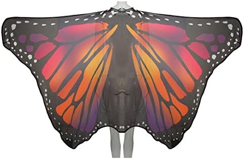 Sasha Kids Girls Chiffon Butterfly Wings Cape (orange-purple)