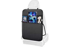 Meolsaek Kick Mats Back Seat Protector, 1Pc Waterproof Oxford Seat Back Protector, Car Seat Back Protector for Kids, Back of Seat Protector for Kids Feet Car Seat (1pc-3 Pockets)