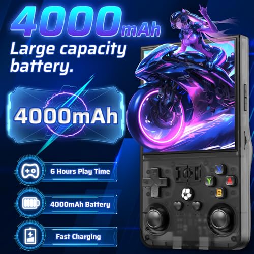 R36MAX Retro Handheld Game Console, 4.0 Inch IPS Retro Gaming Console with Linux System and 64GB Memory, Supports 30+ Emulator Console as Hand Held Game Console (64GB Black)