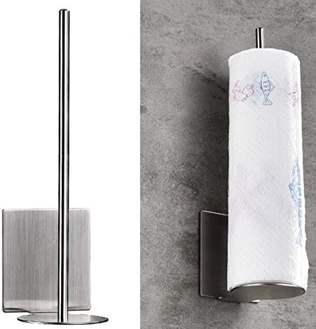 Yzakka Wall Paper Towel Holder Self Adhesive Easy Install Brushed 304 Stainless Steel Paper Towel Holders for Kitchen Under Cabinet
