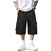TANDAGI Men Baggy Jean Shorts Streetwear Denim Shorts Cargo Stretch Waist Jorts 15 Inch Inseam