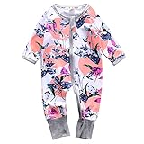 Infant Newborn Baby Girl Zipper Floral Print Romper Bodysuit Outfit (18-24months, Floral)