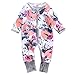 Infant Newborn Baby Girl Zipper Floral Print Romper Bodysuit Outfit (18-24months, Floral)