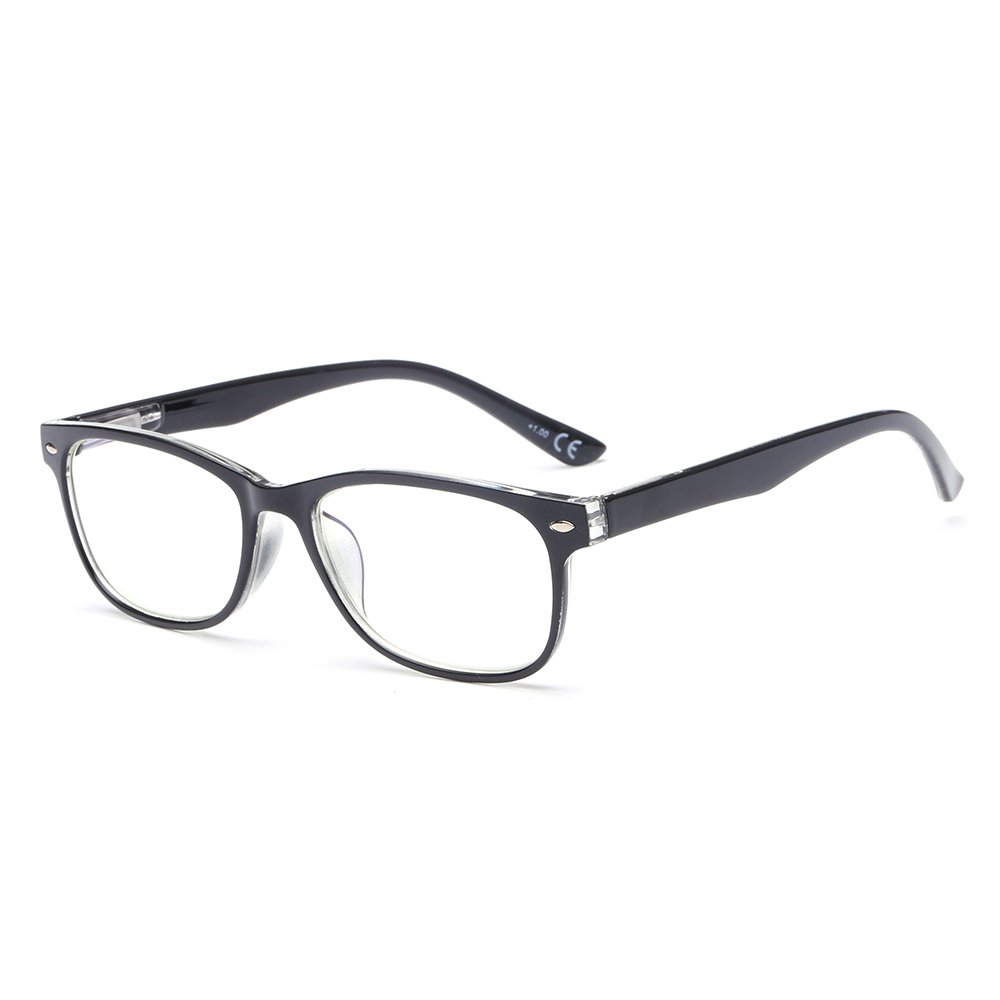 Suertree 1 PC Anti-Blue Computer Reading Glasses, Blue Light Filter Eye Glasses, Blocking UV Computer Glasses, Visual Aided Glasses, Female Male Reading Glasses Black 2.0 BM161