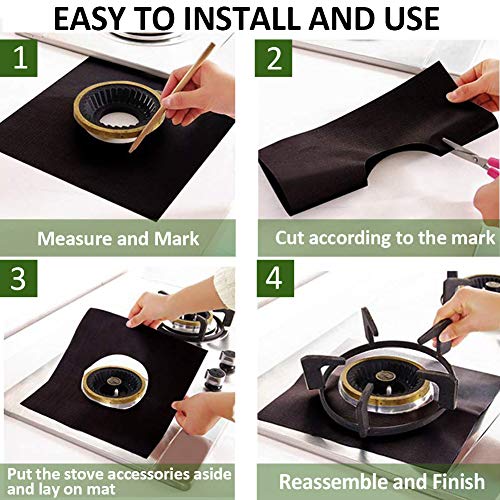 Gas Stove Burner Covers Black, 10 Pack Nonstick Gas Range Protectors Liners, Stove Burner Liner