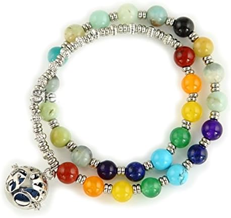Sier Tree of Life Chakra Aromatherapy Essential Oil Diffuser Wrap Bracelet Lava Stone (Amazonite)