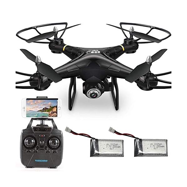Fernbedienungsauto, Drohnen mit Kameras, Quadcopter-Drohne mit Wifi FPV 720P HD-Kamera, Höhe Hold & Headlessmode…