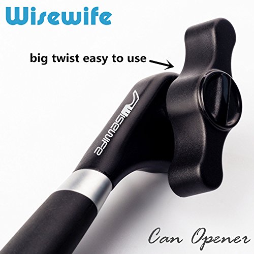 Manual Can Tin Opener Safety - Stainless Steel Ergonomic Anti Slip Design with Smooth Edge Side Cut No Sharp Cuts Can Opener - Lid Lifter That Won't Touch Food with Spoon and Fork Set - Thumbnail 4