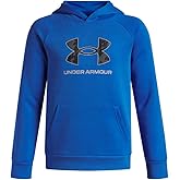 Under Armour Boys' Rival Fleece Big Logo Print Fill Hoodie, (402) Blue Atlantis / / White, Small