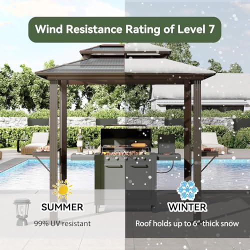 Aoxun 8'x5' Grill Gazebo Review: Double-Roof Shelter With Prep Shelves image 12