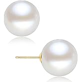 EFTKOY 18K Gold Plated 925 Sterling Silver Shell Pearl Stud Earrings,Hypoallergenic to Sensitive Ears