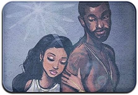 1 Piece Smart Dry Memory Foam Bath Kitchen Mat For Bathroom - African American Lovers Couple Painting Art Shower Spa Rug 18x30 Door Mats Home Decor With Non Slip Backing - 3 Sizes