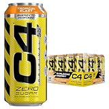 Cellucor C4 Original Carbonated Zero Sugar Energy Drink, Pre Workout Drink + Beta Alanine, Sparkling Tropical Blast, 16 Fl. Oz (Pack of 12)