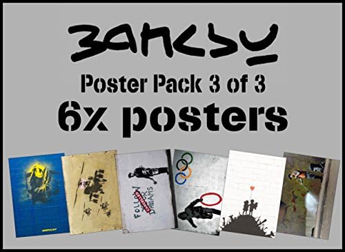 Banksy Poster Pack 3 of 3 - 6 of Banksy's most popular graffiti images - Each poster is A3 (420 x 297 mm)