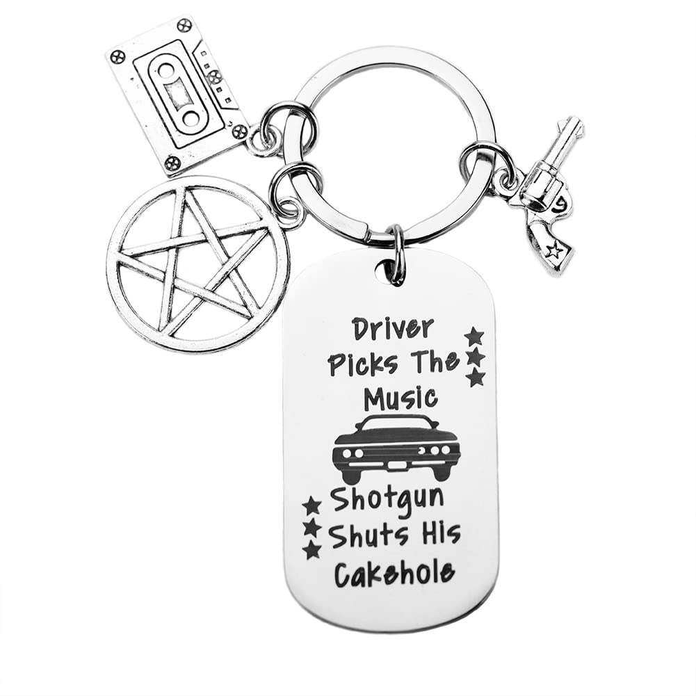 ShiQiao Spl Birthday Gifts for Her Him - Driver Picks the Music Shotgun Shuts His Cakehole Keyring for Friends BFF Christmas Gifts for Women Men