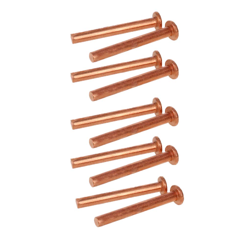 MroMax Diameter 6mm Long 50mm Flat Head Bolts Copper Solid Rivets Fasteners Rivets Brass Tone 10pcs