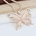 Usstore 1PC Women Necklace Fashion Rose Gold Opal Butterfly Pendant Sweater Chain Jewelry Gift