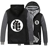 Poetic Walk Anime Dragon Ball Z Son Goku Thicken Jacket Fleece Winter Hoodie (Large, Black&Gray)