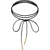Alrhso Gothic Velvet Black Choker Bow-knot Sexy Long Wrap Choker Necklace with Gold Tube Pendant for Women Party Prom Neck Accessories