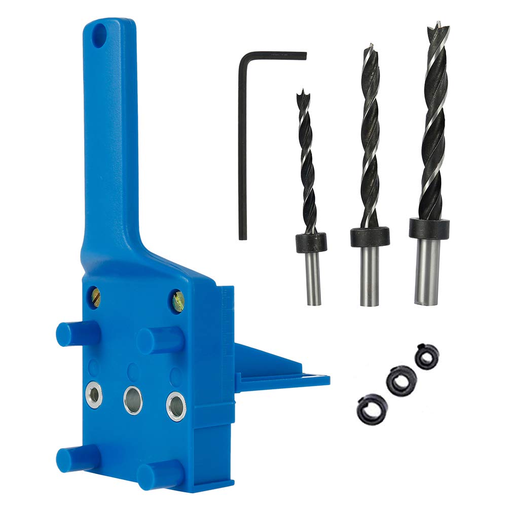 8Pcs Woodworking Doweling Jig Kit 6/8/10 mm Handheld Wood Dowel Drilling Guide, Drill Guide Metal Sleeve Wood Drilling Doweling Hole Saw Tools (8PCS)