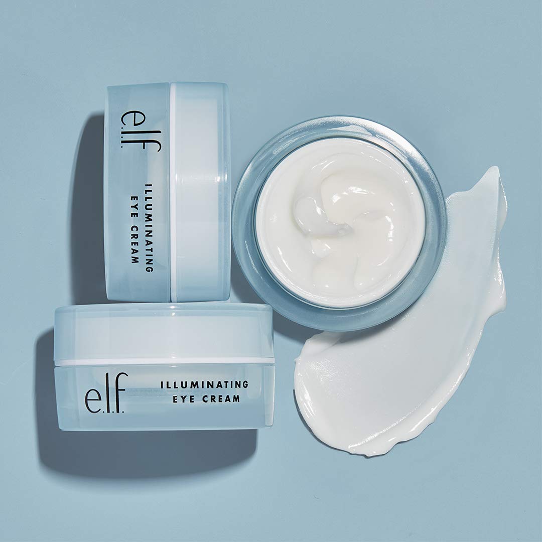 e.l.f., Illuminating Eye Cream, Lightweight, Moisturizing , Nourishes, Deeply Hydrates, Minimizes Dark Circles, Infused with Jojoba, Vitamin E, and Cucumber, 0.49 Oz: Beauty