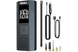 TEMOLA Tire Inflator Portable Air Compressor, 150PSI Portable Air Pump for Car Tires, Car Tire Air Pump Portable with Accurate Pressure LCD Display and LED Light, Cordless Tire Inflator for Car Bike