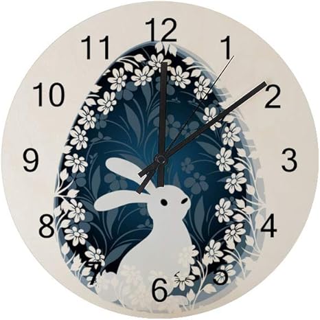 Amazon Co Jp Zhimi 壁掛け時計 時計 静音 連続秒針 ナチュラル オシャレな インテリア 兎の柄 お部屋 レトロ 大文字 シンプル 30cm カフェ 寝室 部屋 店舗 家 掛時計 ホーム キッチン