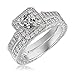 Panghoo Solid 925 Sterling Silver Cz Engagement Wedding Ring Set for Women