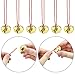 Outuxed 100Pcs 1 Inch Gold Jingle Bells Christmas Craft Bells for Festival Decoration with 20m Red Cord