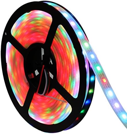 INVOLT 16.4ft 300 LEDs WS2812B Individually Addressable 5050 RGB LED Strip Light Pixel Flexible Lamp, Tube Waterproof IP67 White PCB