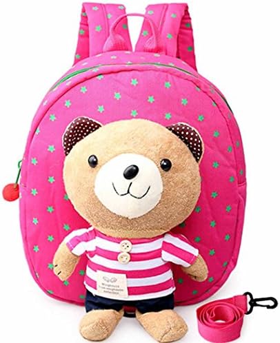 Hibelief Kids Backpacks Cartoon Bear School Bags Toddler Anti-lost Shoulder Bags (rosy)