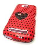 Coolpad 5860E Quattro 4g Red Polka Dot Heart Design Gloss Case Skin Cover Protector Accessory Metro PCS