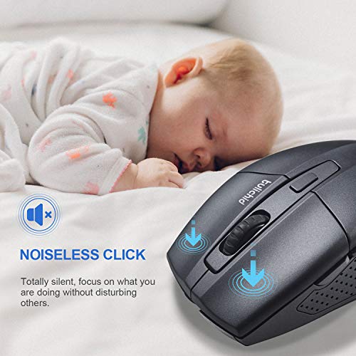 Tulichid Wireless Mouse Rechargeable, 2.4G Noiseless Ergonomic Mouse with USB Nano Receiver and 3 Adjustable DPI /6 Button Computer Mouse for Laptop PC MacBook Desktop