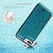Compatible with iPhone 7 Plus Case with Card Holder, iPhone 8 Plus Wallet Case Premium PU Leather Embossed Butterfly Kickstand Card Slots Magnetic Clasp Cover for iPhone 7 Plus & 8 Plus, Blue