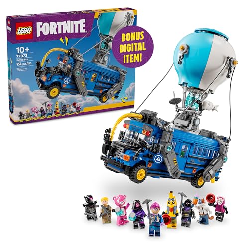 LEGO Fortnite Battle Bus - Juguete Fortnite coleccionable para niños, niños y niñas, mayores de 10 años - Set de juego de simulación con 9 minifiguras del videojuego - Ideas de regalos para fanáticos - 77073