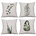 YeeJu Set of 4 Throw Pillow Covers Decorative Green Fern Leaf Cushion Covers Square Cotton Linen Outdoor Couch Sofa Home Pillow Covers 20x20 Inch
