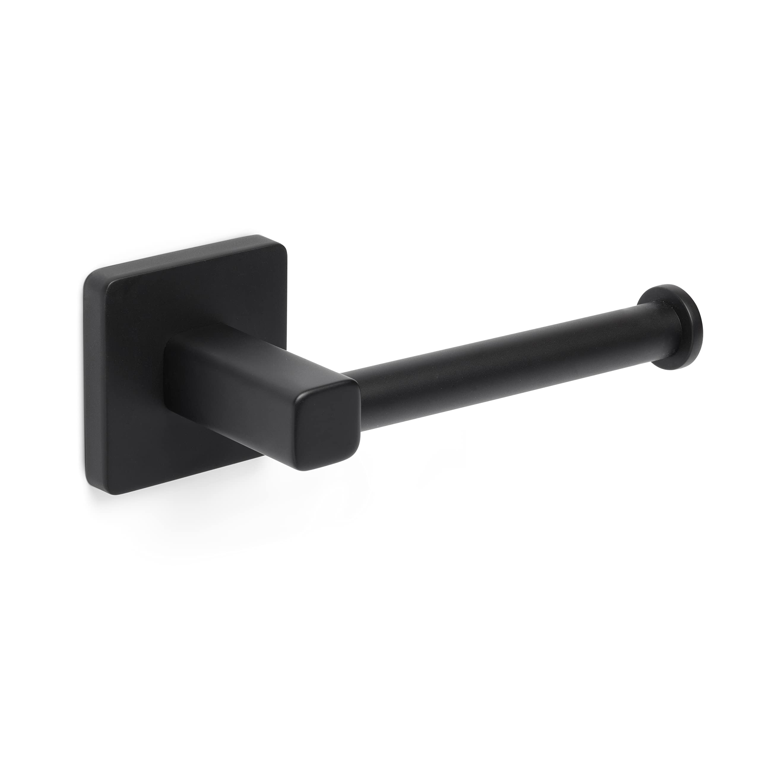 TATAY Toilet paper holder, from the NERO bathroom accessories collection, Stainless Steel and Zamak, Double Fixing System with Screws and Glu fix, Black Toilet Roll Holder. Measures 6 x 6,5 x 16 cm